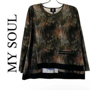 NWOT My Soul Long Sleeve Multi Color Top Size M